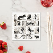 Vintage königliche Tiere in Schwarz und Weiß Serviette (Beispiel)