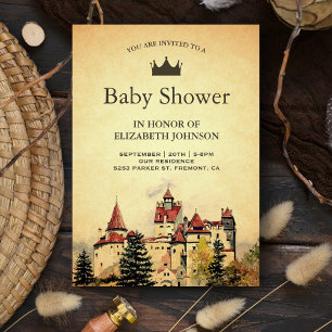Vintage Königliches Märchenschloss-Baby-Shower Einladung