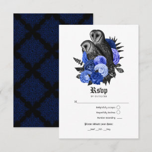 Vintage königsblaue Eulen gotische Hochzeit RSVP Karte