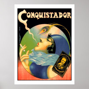 Vintage Konquistador-Zigaretten-Tabakdreißiger Poster