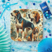 Vintage Kontonhunde Nahtlose Malerei Pappteller (Party)