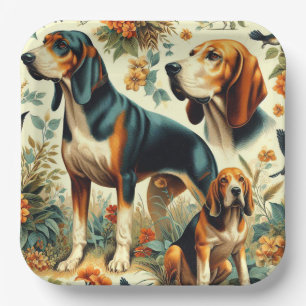 Vintage Kontonhunde Nahtlose Malerei Pappteller