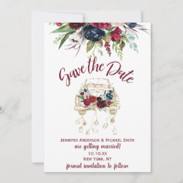 Vintage konvertible Burgundy-Rose Save the Date