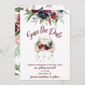 Vintage konvertible Burgundy-Rose Save the Date (Vorne/Hinten)