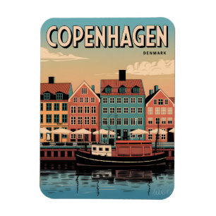 Vintage Kopenhagen Dänemark farbenfrohe Häuser Ges Magnet