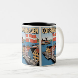 Vintage Kopenhagen farbenfrohe Häuser Geschenke Zweifarbige Tasse