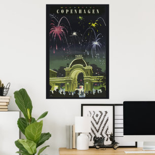 Vintage-Kopenhagen-Illustration-Reiseposter Poster