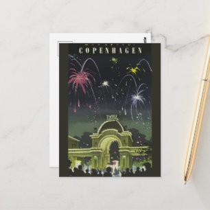 Vintage-Kopenhagen-Illustration-Reiseposter Postkarte