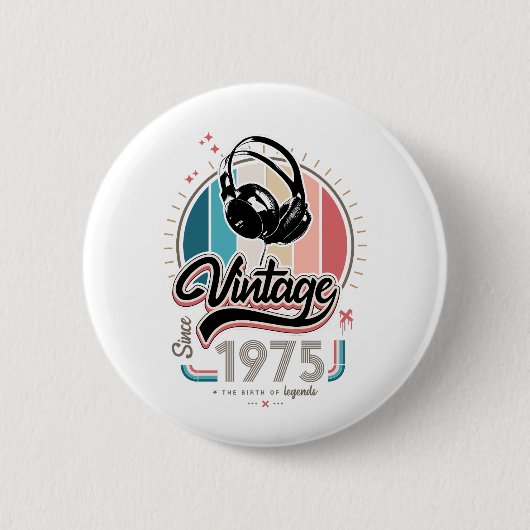 Vintage Kopfhörer seit 1975 Button (Vorderseite)