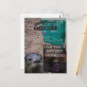 Vintage-Kopfschmerz-Linderung und Hören mit Otter Postkarte