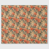 Vintage Koralle Englisch Rose Kupfer Geschenkpapier (Flach)