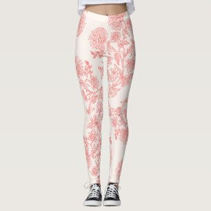 Vintage Korallen Blumen Toile-Muster Elegant Leggings