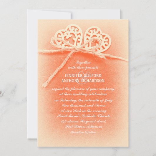 Vintage Korallenhochzeit Einladung (Vorderseite)