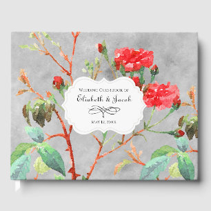 Vintage Korallenhochzeit Rose Wasserfarben Gästebuch