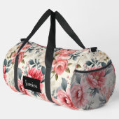 Vintage Korallenrosa Blumenmuster Duffle Bag (Rechte Ecke)