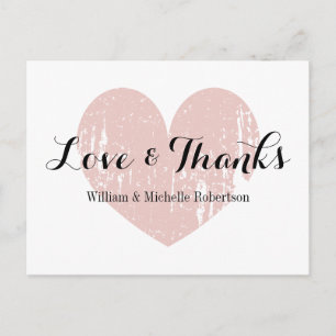 Vintage korallenrosa Liebe und dank Postkarten