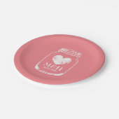 Vintage Korallenrosa-Mason-Glas Hochzeitsfeier Tel Pappteller (Schrägansicht)