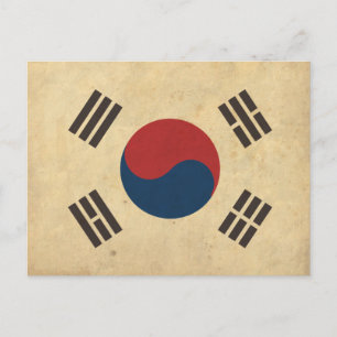 Vintage Korea-Flagge Postkarte