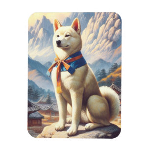 Vintage koreanische Jindo-Illustration Magnet