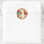 Vintage koreanische Jindo-Illustration Runder Aufkleber (Tasche)