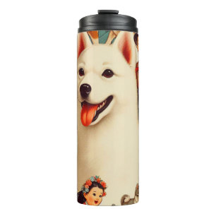 Vintage koreanische Jindo-Illustration Thermosbecher