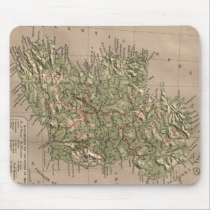 Vintage körperliche Karte von Irland (1880) Mousepad