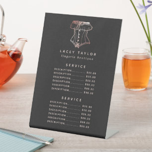 Vintage-Korsett-Logo-Wäscheservice-Preismenu Sockelschild