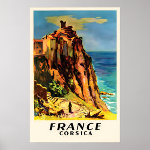 Vintage Korsika Frankreich Reiseplakat Mittelmeer Poster