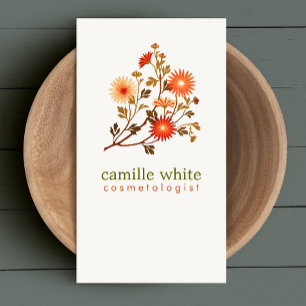 Vintage Kosmetik Orange Rote Blumen Floral Visitenkarte