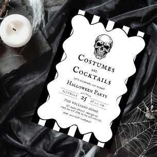 Vintage-Kostüme Cocktails Totenkopf Halloween-Part Einladung