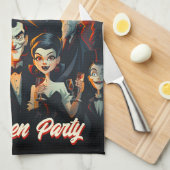 Vintage Kostüme und Cocktails Halloween-Party Geschirrtuch (Viertel Falte)