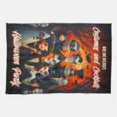 Vintage Kostüme und Cocktails Halloween-Party Geschirrtuch (Horizontal)