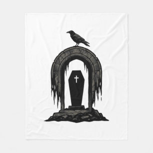 Vintage-Krab-Friedhof-Grab-Silhouette-Shirt-Design Fleecedecke