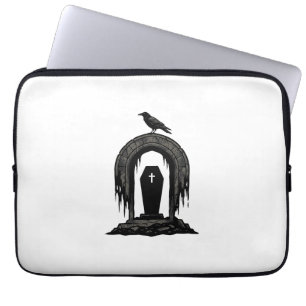 Vintage-Krab-Friedhof-Grab-Silhouette-Shirt-Design Laptopschutzhülle