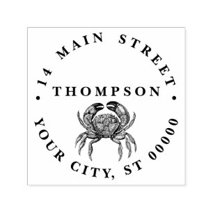 Vintage-Krabbe #1 Zeichnungsname Rücksendeadresse  Permastempel