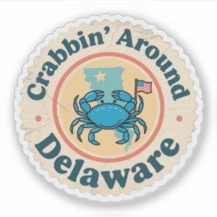 Vintage Krabbenfang in Delaware Krabbe Aufkleber