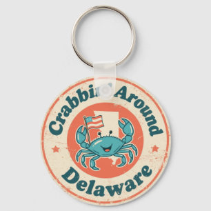 Vintage Krabbenfang in Delaware Krabbe Schlüsselanhänger
