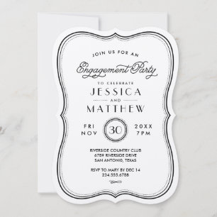 Vintage Kraft Art Deco Engagement Party Einladung