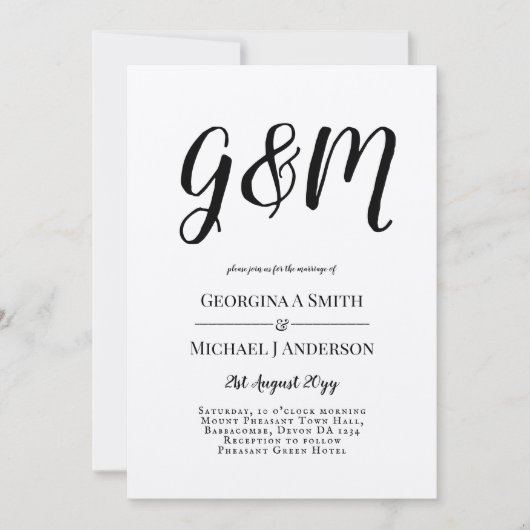 Vintage Kraft Monogram Typografy Wedding Einladung (Vorderseite)
