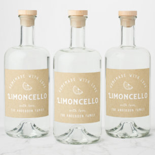 Vintage Kraft Selbstgemacht mit Liebe Limoncello Alkoholflaschenetikett