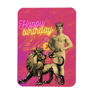 Vintage Kraftmann Funky Altered Art Geburtstag Magnet