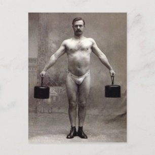 Vintage Kraftmensch Postkarte
