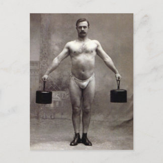Vintage Kraftmensch Postkarte