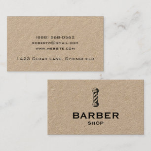 Vintage-Kraftpapier-Friseurstangen-Friseursalon Visitenkarte
