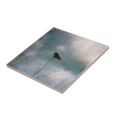 Vintage Krähe auf einem Baum Fliese (Seite)