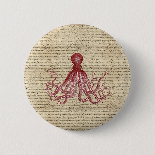 Vintage Krake Button (Vorderseite)
