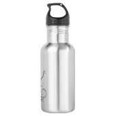 Vintage Krake, Schwarzweiss, Edelstahlflasche (Rückseite)
