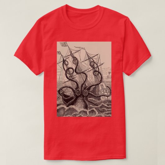 Vintage Kraken-Angriffsmuster T-Shirt (Design vorne)