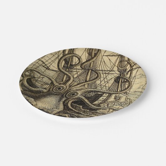 Vintage Kraken Pappteller (Schrägansicht)