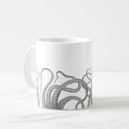 Vintage Kraken-Steampun Kaffeetasse (Vorderseite Links)